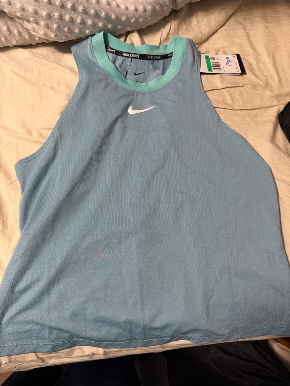 Nike Women’s Light Blue Muscle Tank with Mint Trim